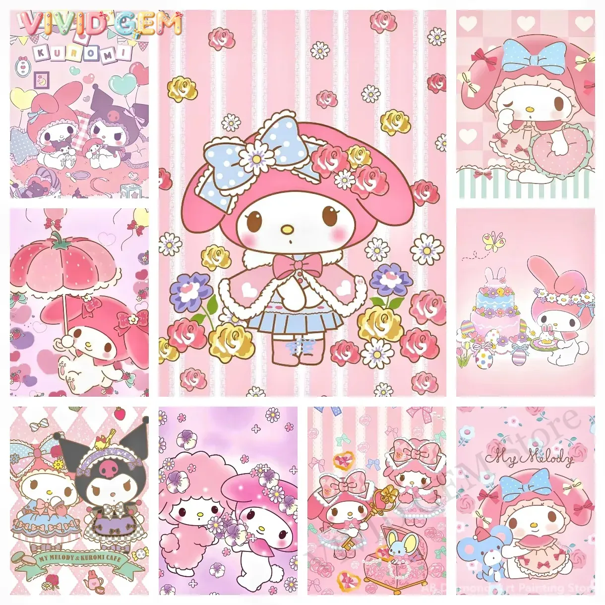 Photo Mosaic Print - Dipinto di Diamanti My Melody Sanrio,
